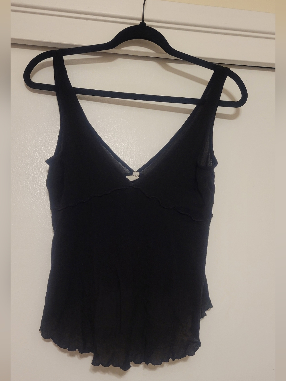 Free People Intimately Black Sheer Ruffle Tank Top Flowy Boho Cami